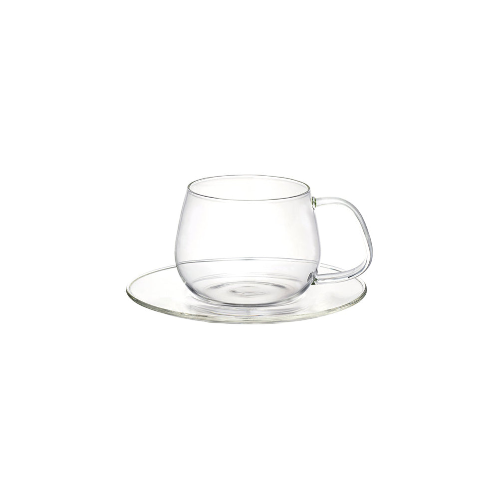  KINTO UNITEA CUP & SAUCER 350ML GLASS  CLEAR 