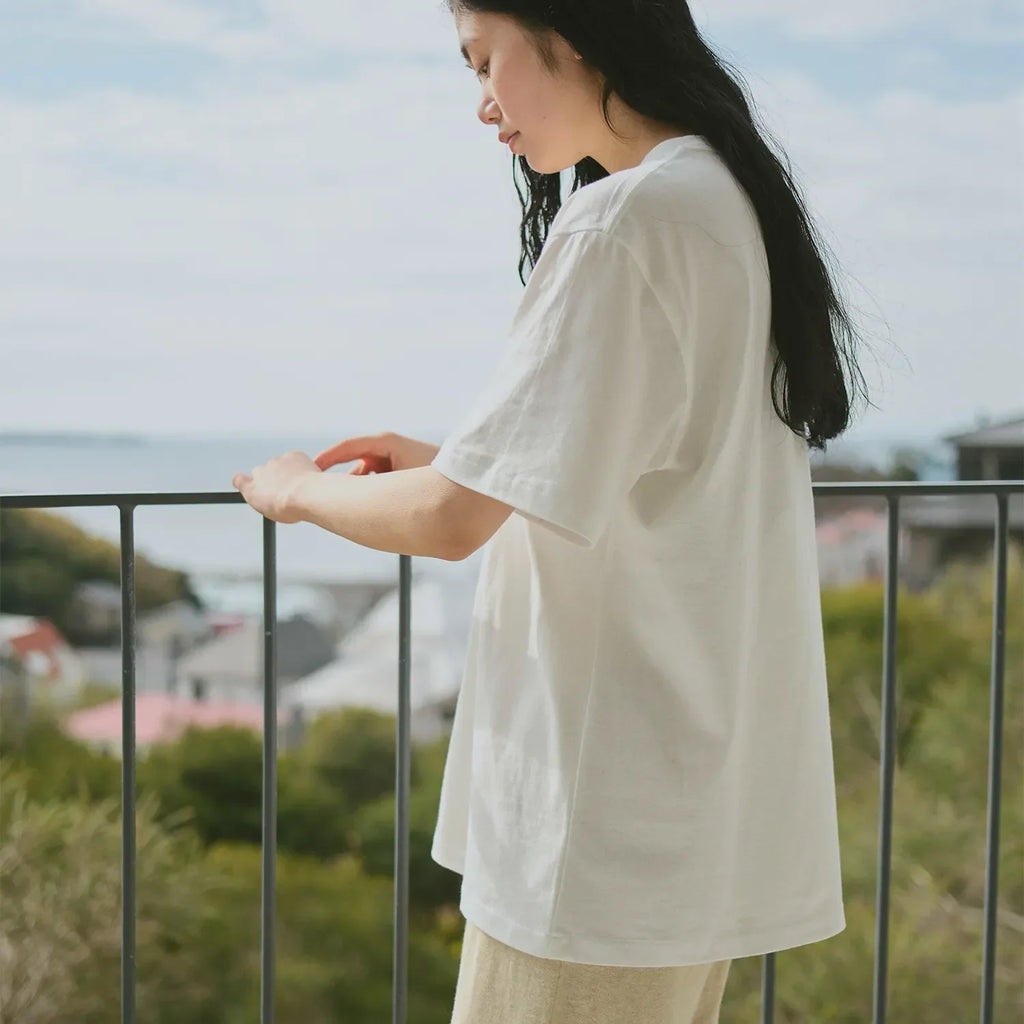  KINTO FUTO SHORT SLEEVES KNIT TOP TCO_ 2  WHITE 3
