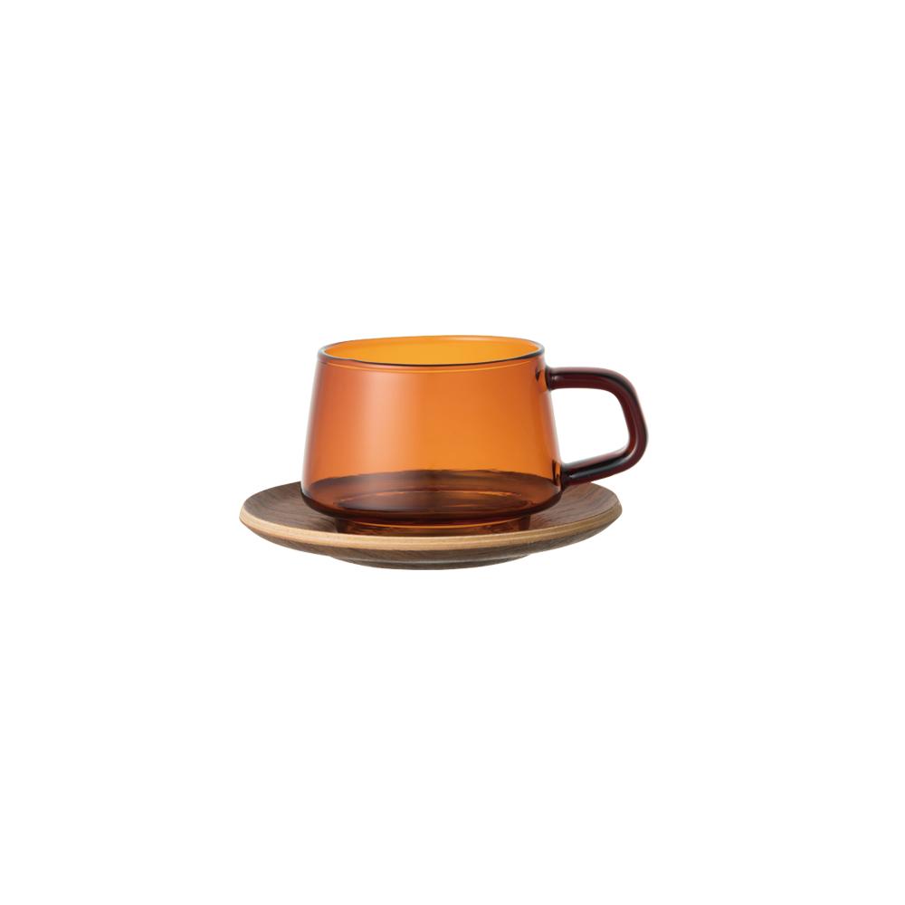  KINTO SEPIA CUP & SAUCER 270ML / 9OZ  AMBER 